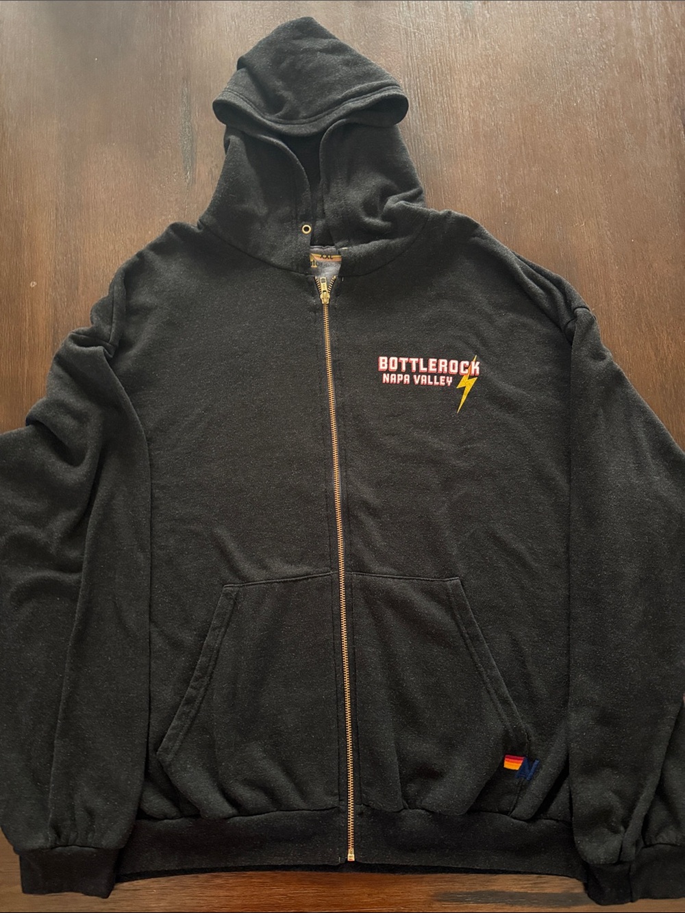 Aviator Nation BottleRock Napa Valley Black Zip-Up Relaxed Hoodie XXL